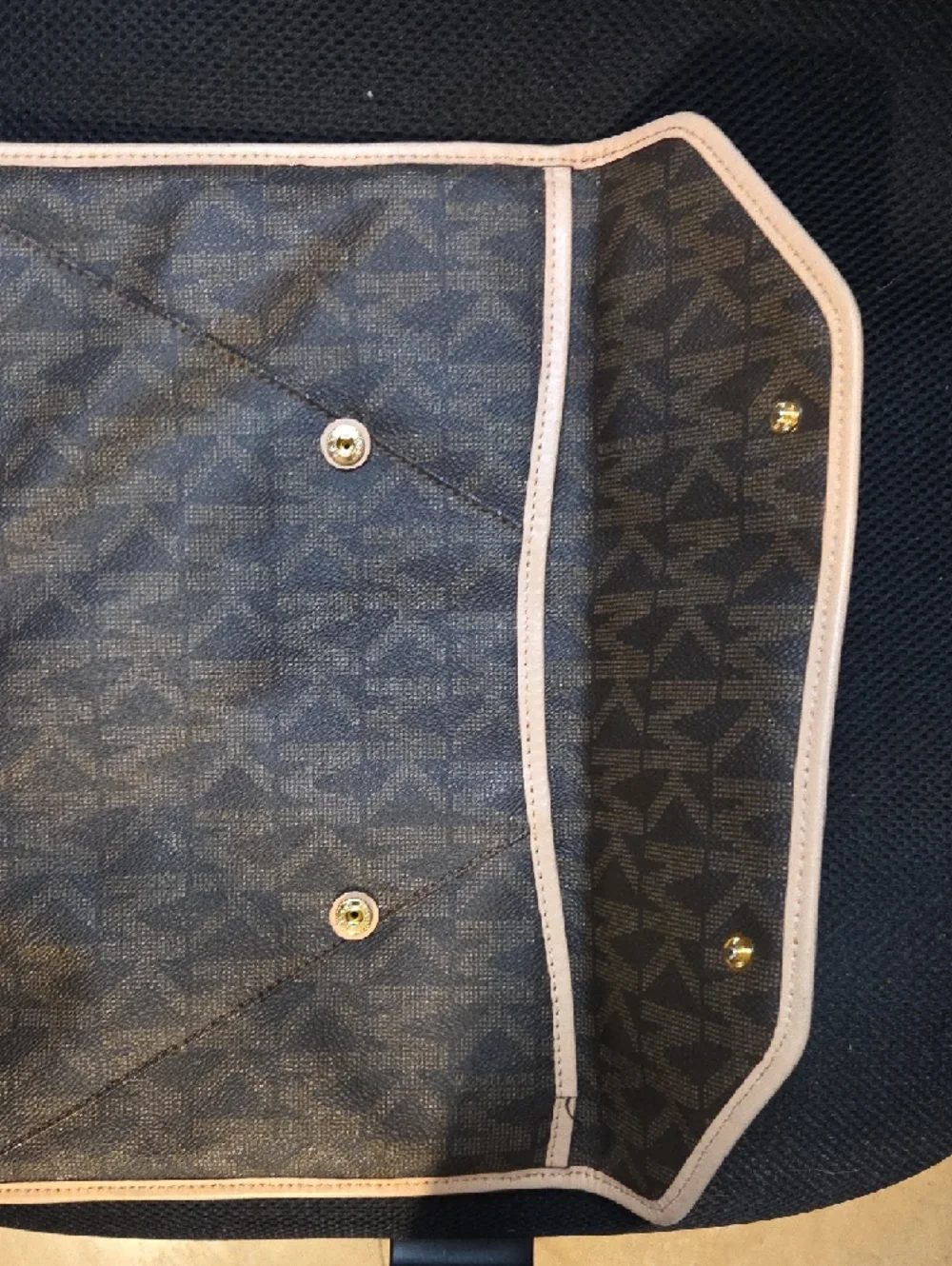 Michael Kors Brown Monogram Envelope Clutch with Pink Trim